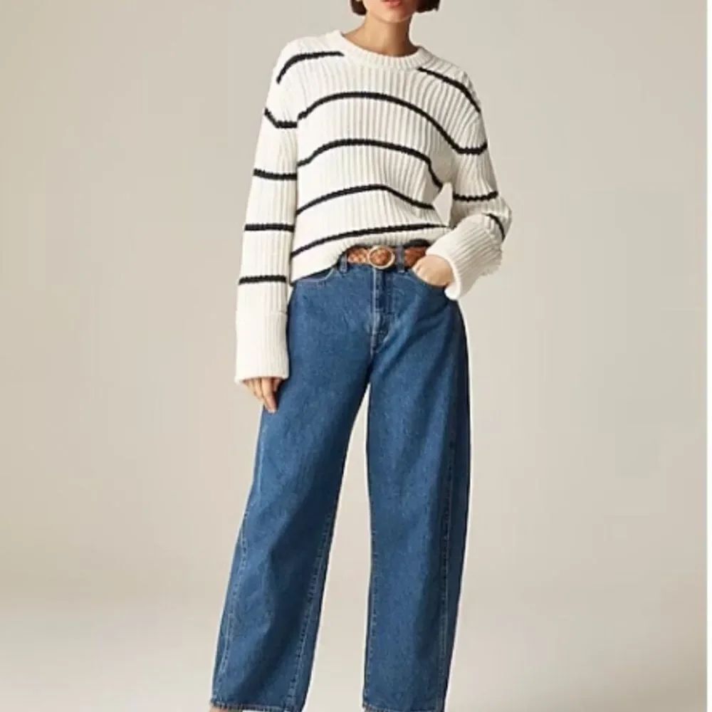 NWT J CREW Heritage cotton fisherman crewneck sweater in stripe - Picture 2 of 6